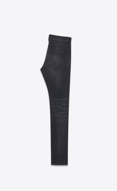 Low Waisted Skinny Jean in Dark Black Stretch Denim